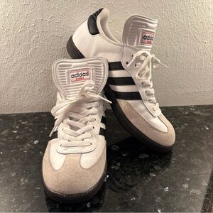 Adidas Samba White Black Stripes Gray Suede Sneakers Mens 7.5